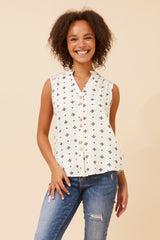 Caroline Morgan Print Sleeveless Top