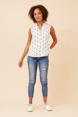 Caroline Morgan Print Sleeveless Top