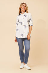 Caroline Morgan Leaf Embroidered Shirt