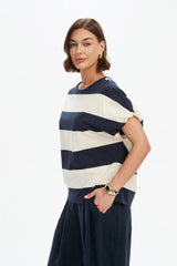 Tirelli Stripe Bubble Sleeve Tee