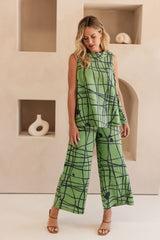 See Saw 100% Linen Cowl Neck Button Back Top