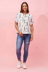 Caroline Morgan Abstract Printed Top