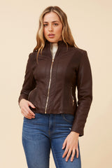 Caroline Morgan Vegan Leather Biker Jacket