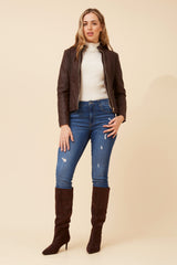 Caroline Morgan Vegan Leather Biker Jacket
