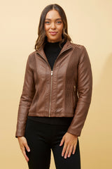 Caroline Morgan Vegan Leather Biker Jacket