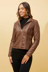 Caroline Morgan Vegan Leather Biker Jacket