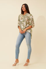 Caroline Morgan Floral Button Back Shirt