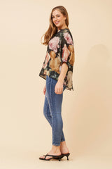 Caroline Morgan Floral Print Shirt