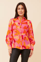 Caroline Morgan Balloon Sleeve Printed Shirt