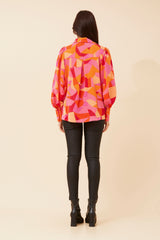 Caroline Morgan Balloon Sleeve Printed Shirt
