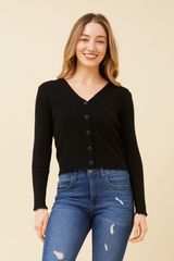 Caroline Morgan Scalloped Knit Cardigan