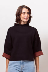 See Saw Wool Blend two Tone Knit Top