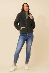 Caroline Morgan Zip Fluffy Jacket