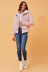 Caroline Morgan Faux Fur Bomber Jacket