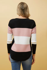 Caroline Morgan Zip Front Colour Block Jumper