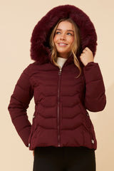 Caroline Morgan Puffer Jacket with Detachable Fur