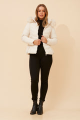 Caroline Morgan Puffer Jacket with Detachable Fur