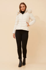 Caroline Morgan Puffer Jacket with Detachable Fur