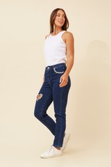 Caroline Morgan Embellished Denim Heart Jean