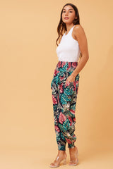 Caroline Morgan Leaf Print Harem Pant