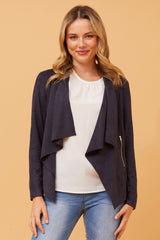 Caroline Morgan Faux Suede Waterfall Jacket