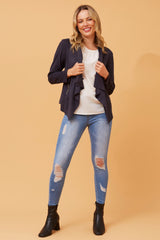 Caroline Morgan Faux Suede Waterfall Jacket