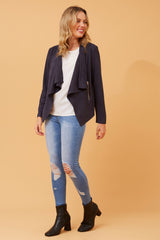 Caroline Morgan Faux Suede Waterfall Jacket