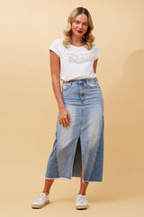 Caroline Morgan Denim Midi Skirt