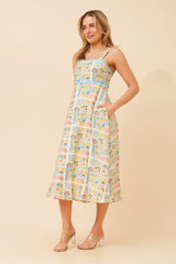 Caroline Morgan Patchwork Print Midi Dress