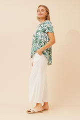 Caroline Morgan Leaf Print Top