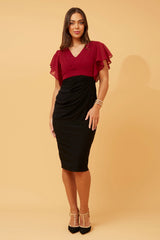 Caroline Morgan Pleated Bodycon Dress