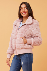 Caroline Morgan Faux Fur Bomber Jacket