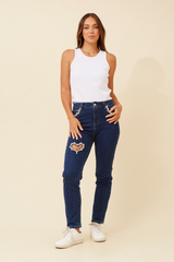 Caroline Morgan Embellished Denim Heart Jean