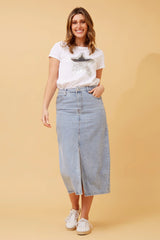 Caroline Morgan Denim Midi Skirt