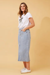 Caroline Morgan Denim Midi Skirt