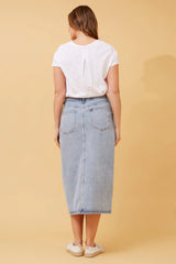 Caroline Morgan Denim Midi Skirt