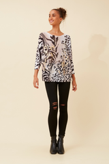 Caroline Morgan BatWing Sleeve Animal Print Top