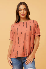 Caroline Morgan Abstract Printed Top