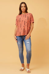 Caroline Morgan Abstract Printed Top