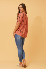 Caroline Morgan Abstract Printed Top