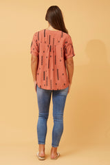 Caroline Morgan Abstract Printed Top