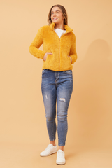 Caroline Morgan Zip Fluffy Jacket