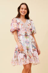 Caroline Morgan Arabesque Print Dress