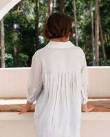 See Saw 100% Ramie Layered Front Shirt Dress