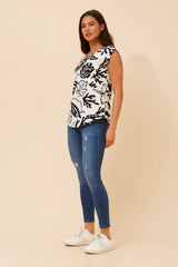 Caroline Morgan Leaf Shell Print Top