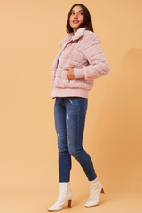 Caroline Morgan Faux Fur Bomber Jacket