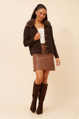 Caroline Morgan Removable Fur Cardigan