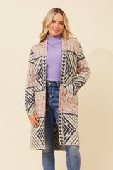 Caroline Morgan Jacquard Knit Cardigan