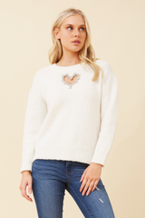 Caroline Morgan Embellished Heart Knit Jumper