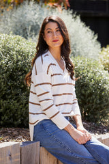 Jump Stripe V Neck Pullover